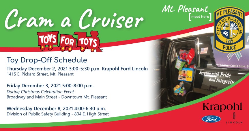 Cram a Cruiser: Join Forces with the Mt. Pleasant Police Department to Support Toys for&nbsp;Tots
