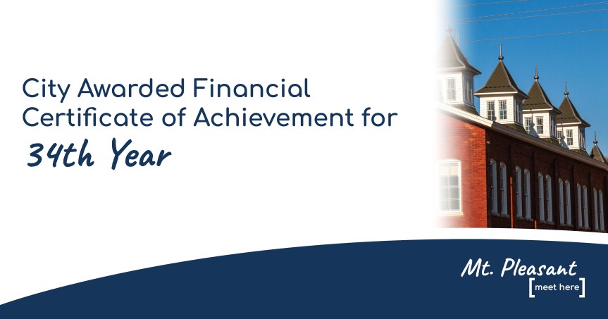 City Awarded Financial Certificate of Achievement for 34th&nbsp;Year