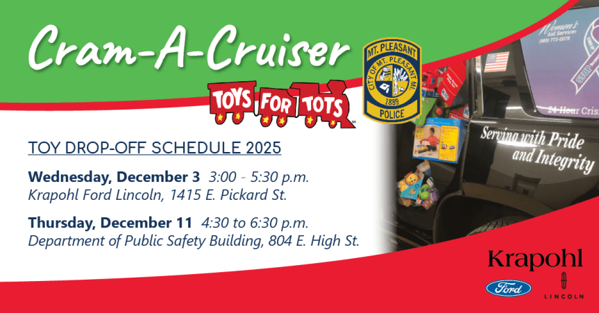 Mt. Pleasant Police Department Hosts Annual Cram-A-Cruiser Toy Drive to Support Toys for&nbsp;Tots